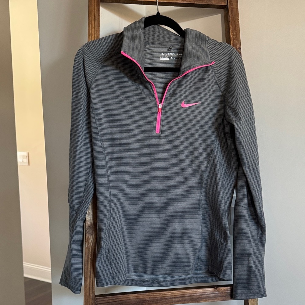 Nike Heather Gray and Neon Pink Pullover